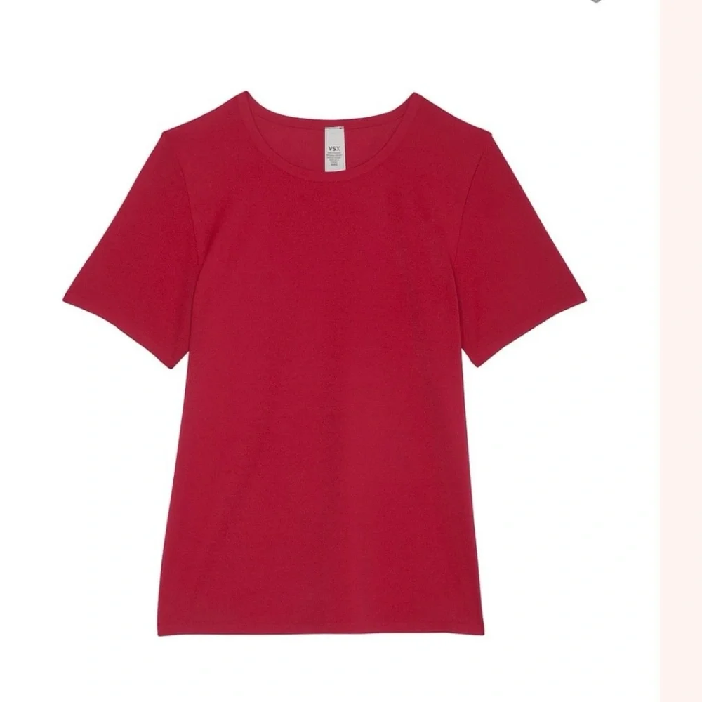 Victoria’s Secret VSX Elevate Tee Red Size Large Performance Top Crew Neck - Picture 10 of 12